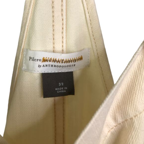 Pilcro Anthropologie Overalls Womens 32 Cream Denim Halter Neck Carpenter Pocket - Picture 2 of 10